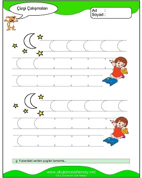 okul öncesi çizgi çalışma sayfaları